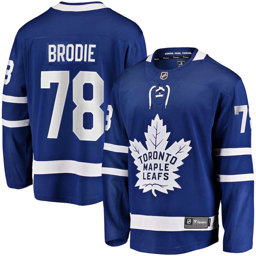 Men Toronto Maple Leafs 78 TJ Brodie Fanatics Branded Blue Home Breakaway Player NHL Jersey
